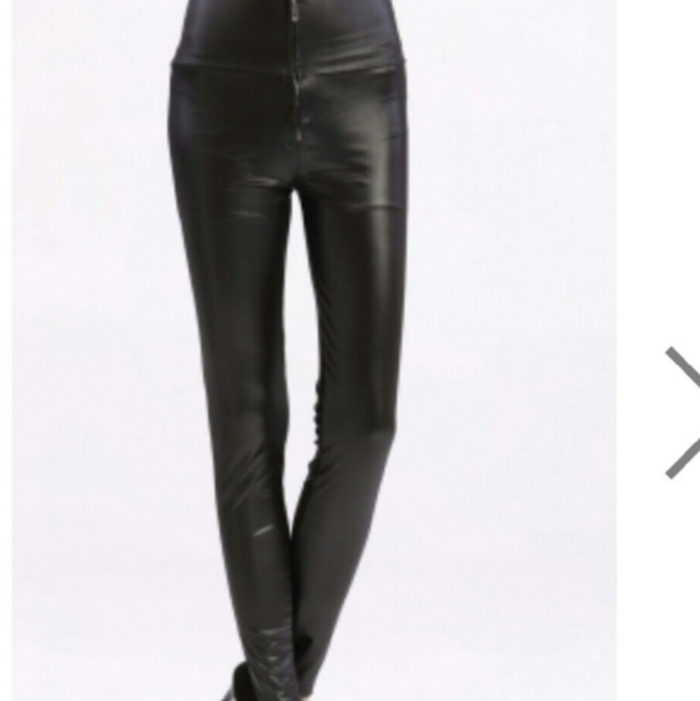 Black High Waisted Faux Leather Leggings